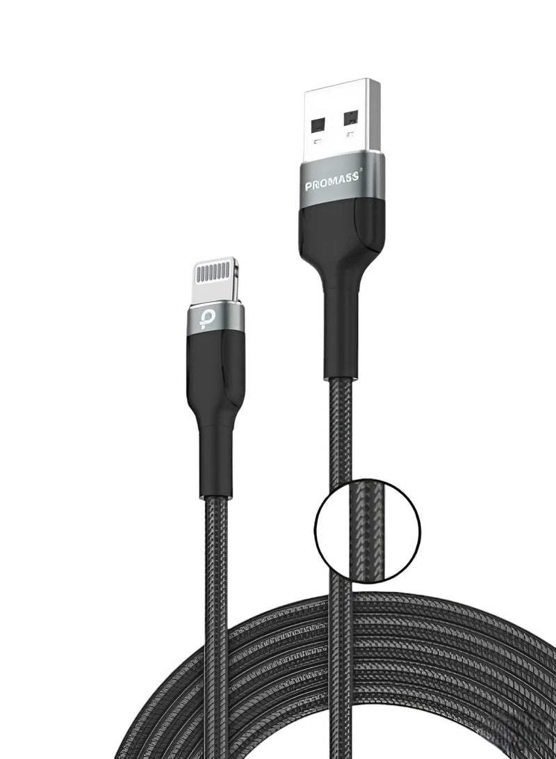 كيبل شحن سريع مضفر من بروماس بطول 1 متر معتمد من MFi, منفذ USB A الى لايتنيج متوافق مع هواتف ايفون 14 برو/ 14 برو ماكس/ 14/ 14 بلس/13/12/11/X/8/7 - Image 1