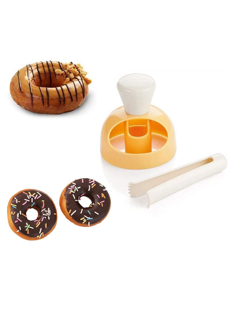 Sweet seven مجموعة قاطع الدونات غير اللاصق مع ملقط الغمس - قاطع بسكويت دائري لخبز الدونات والكعك والبسكويت - أداة خبز الدونات في المطبخ 1 عبوة - Image 1