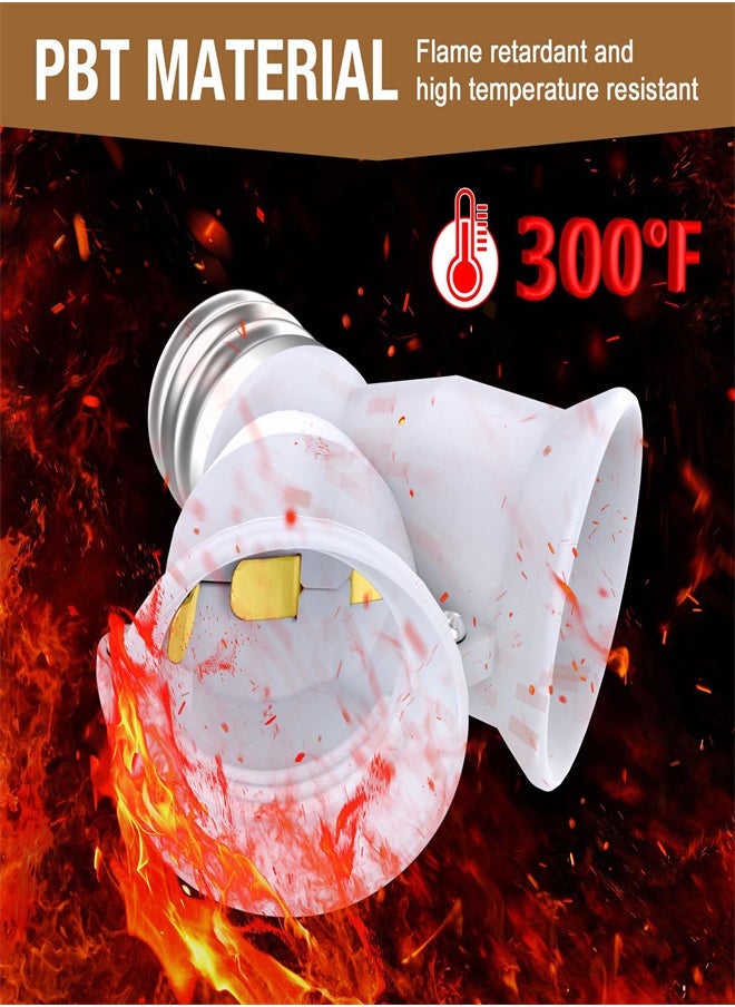 2 in 1 E26 Socket Splitter Adapter 3PCS E26/E27 Standard Medium Base Bulbs in 1 Socket Y-Shape Lamp Holder Converter Heat Resistant Light Bulb Splitter for Kitchen Garage - Image 1