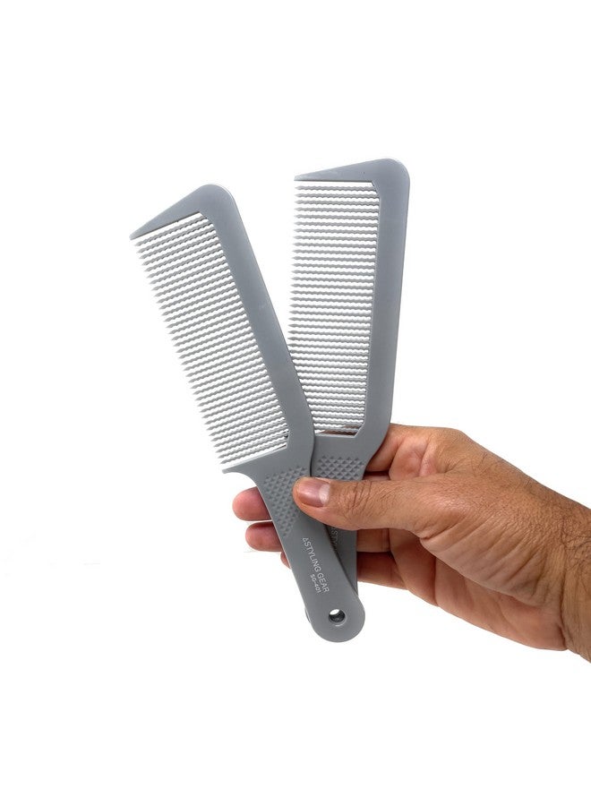 Styling Gear 401 XL Barber Comb Flattops Clipper Comb Hair Cutting Wavy Teeth Wide Teeth Barber Combs Flat Top 2 Pieces. (Gray) - Image 1