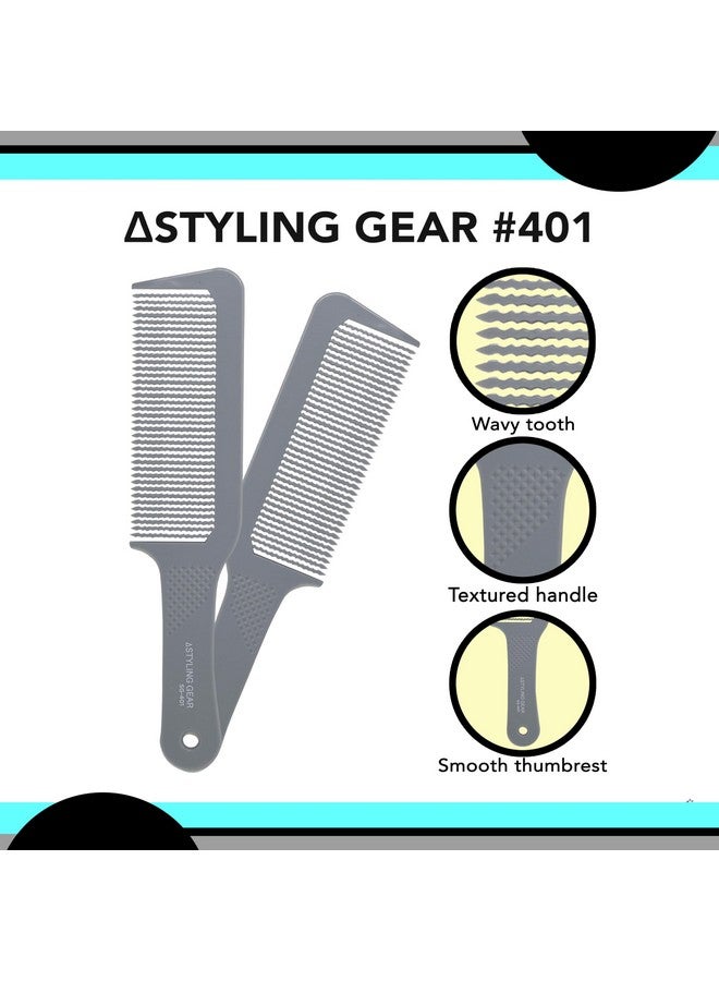 Styling Gear 401 XL Barber Comb Flattops Clipper Comb Hair Cutting Wavy Teeth Wide Teeth Barber Combs Flat Top 2 Pieces. (Gray) - Image 3