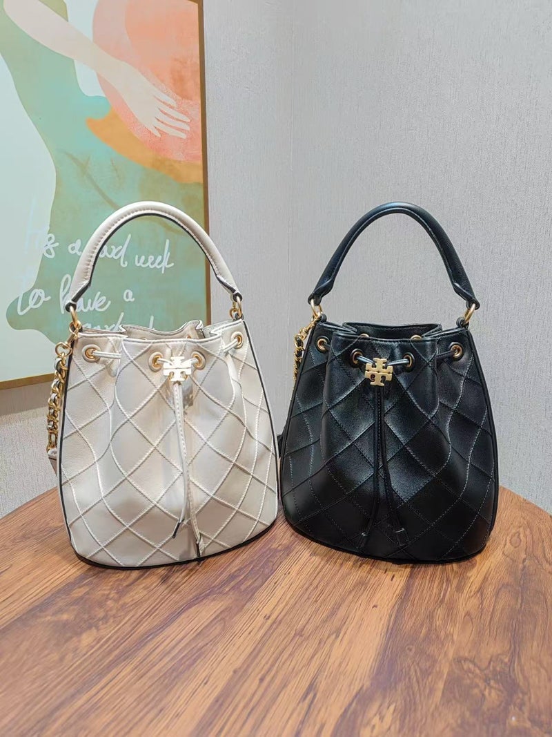 Tb Women'S Bag Diamond Bucket Handbag Women'S Genuine Leather Classic Stitching Soft Leather Chain Shoulder Bag Large Capacity Carrying Case - Image 5
