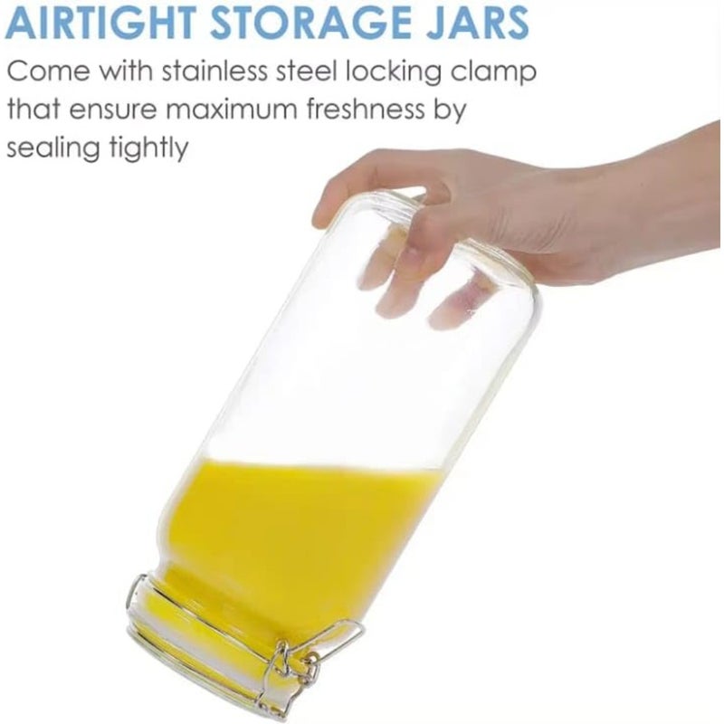 baihuo3-Pack Airtight Mason Glass Jars with Clamp Lids 78 oz Big Square Food Storage Canisters With Labels- Kitchen and Pantry Organization, Perfect for Storing Sugar, Flour, Cereal and Cookies etc - Image 4