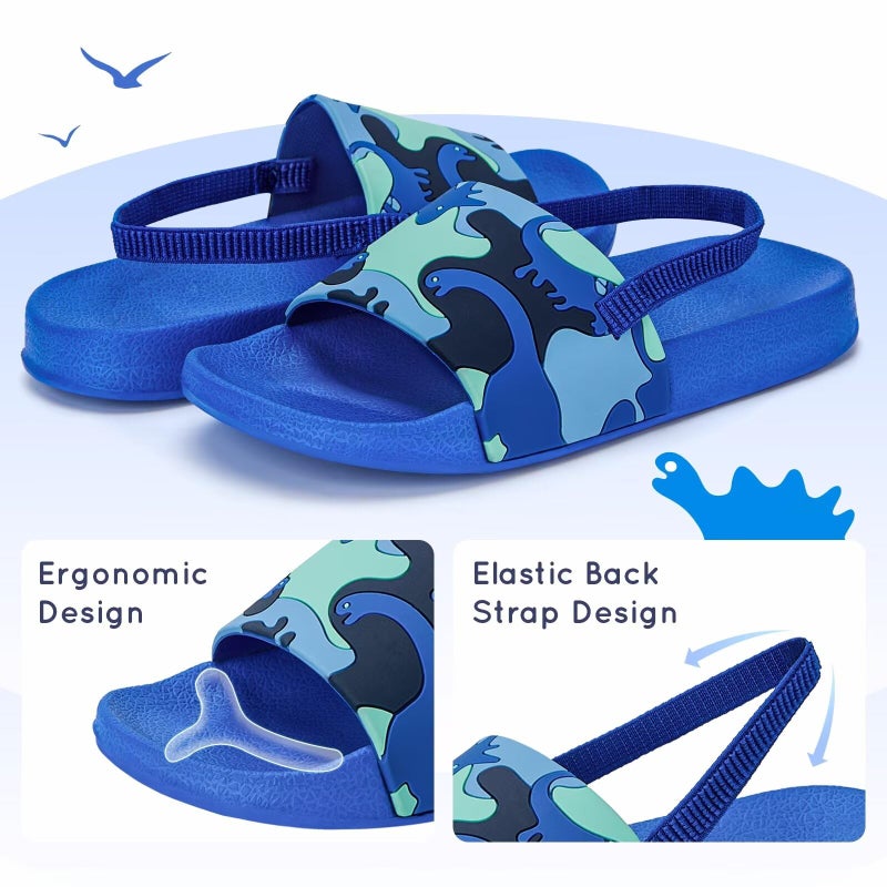FUNCOO PLUS Toddler Slide Sandals Boys Girls Water Shoes Kids Slip On Sandal with Back Strap for Outdoor Summer Beach, Size 8-9 - Image 2