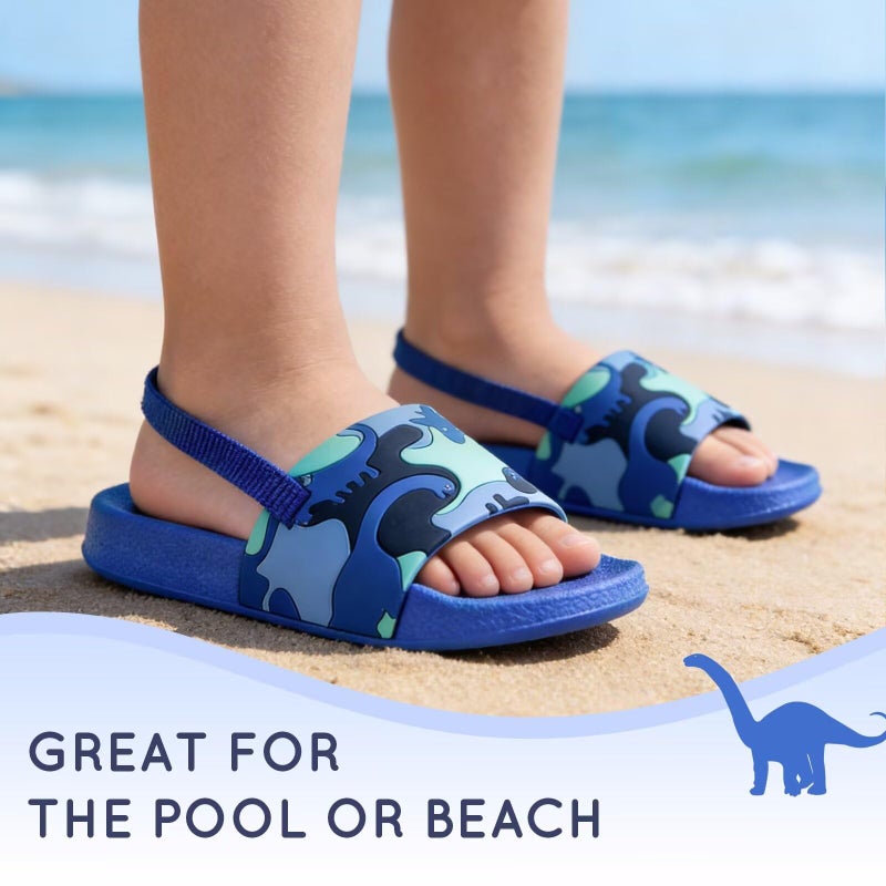 FUNCOO PLUS Toddler Slide Sandals Boys Girls Water Shoes Kids Slip On Sandal with Back Strap for Outdoor Summer Beach, Size 8-9 - Image 5