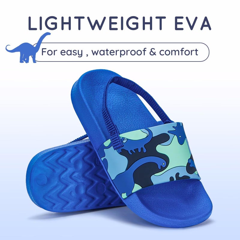 FUNCOO PLUS Toddler Slide Sandals Boys Girls Water Shoes Kids Slip On Sandal with Back Strap for Outdoor Summer Beach, Size 8-9 - Image 3