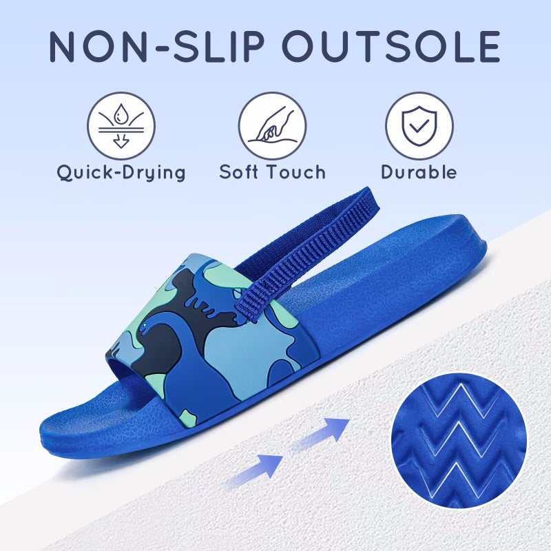 FUNCOO PLUS Toddler Slide Sandals Boys Girls Water Shoes Kids Slip On Sandal with Back Strap for Outdoor Summer Beach, Size 8-9 - Image 4