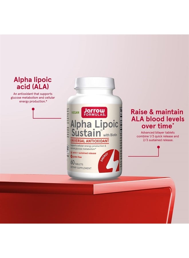 jarrow formulas Alpha Lipoic Sustain 300 mg - Antioxidant + Biotin - Glucose Metabolism & Energy Production Support - Releases ALA Over Longer Period - Up to 60 Servings - Image 4