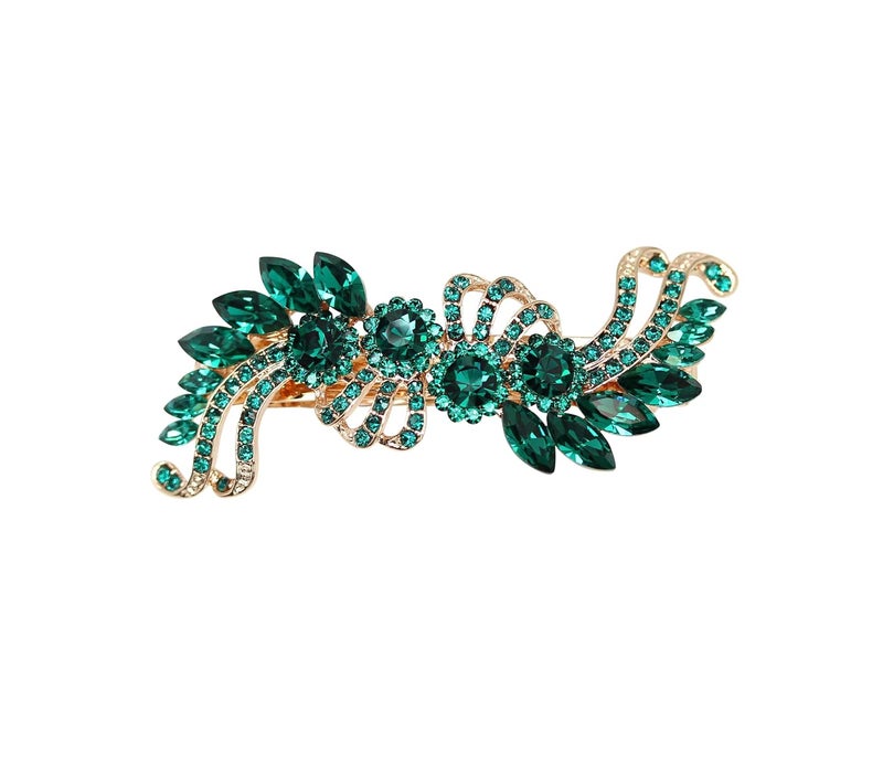Faship Gorgeous Emerald Green Crystal Hair Barrette Clip
