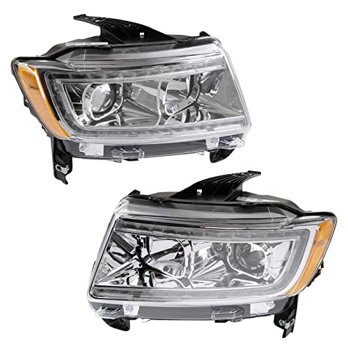 TRQ Headlight Assembly Set Headlights Driver & Passenger Side Halogen Compatible with 2011-2013 Jeep Grand Cherokee CH2502224 CH2503224 - Image 2