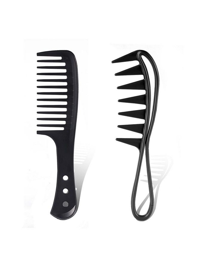 KINBOM 2Pcs Wide Tooth Comb Large Tooth Combs Wide Tooth Curl Comb Shark Teeth Hair Hairstyle Tool For Curly Wet Wavy Thick Hair Wigs Barber Salon Women Men (Black) - Image 1