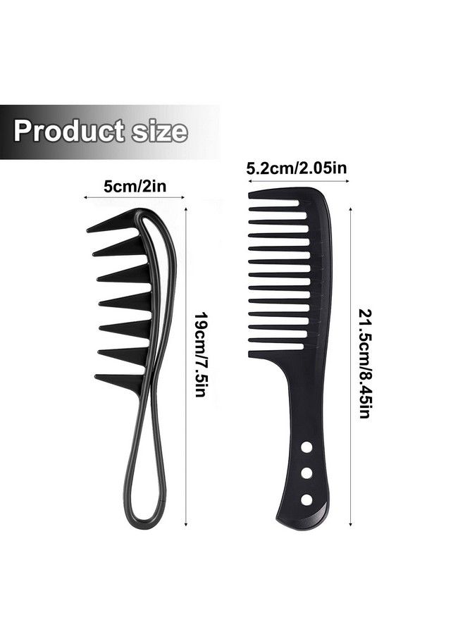KINBOM 2Pcs Wide Tooth Comb Large Tooth Combs Wide Tooth Curl Comb Shark Teeth Hair Hairstyle Tool For Curly Wet Wavy Thick Hair Wigs Barber Salon Women Men (Black) - Image 3