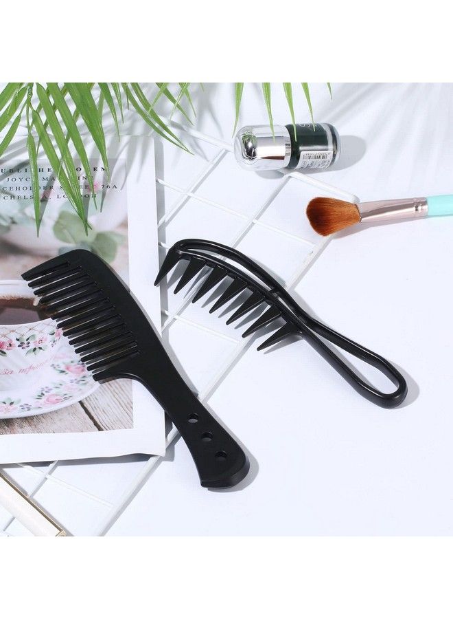 KINBOM 2Pcs Wide Tooth Comb Large Tooth Combs Wide Tooth Curl Comb Shark Teeth Hair Hairstyle Tool For Curly Wet Wavy Thick Hair Wigs Barber Salon Women Men (Black) - Image 4