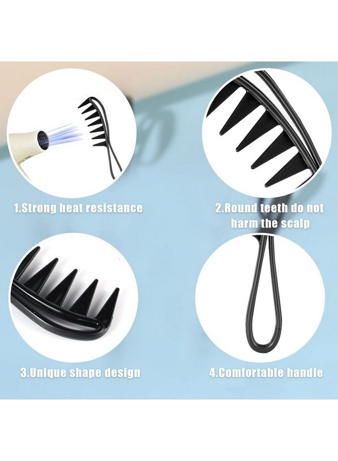 KINBOM 2Pcs Wide Tooth Comb Large Tooth Combs Wide Tooth Curl Comb Shark Teeth Hair Hairstyle Tool For Curly Wet Wavy Thick Hair Wigs Barber Salon Women Men (Black) - Image 5