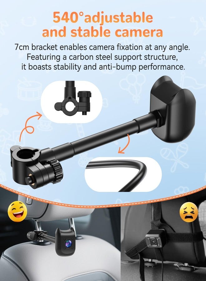 KOUENOM Dual Car Camera Baby Monitor with 6.9" Split Screen-1080P HD Carseat Camera for 2 kids with 360° Full Rotation-Night Vision, Auto-detail Enhancement, 2 Power Ways, Easy Install, for Twins & Siblings - Image 4