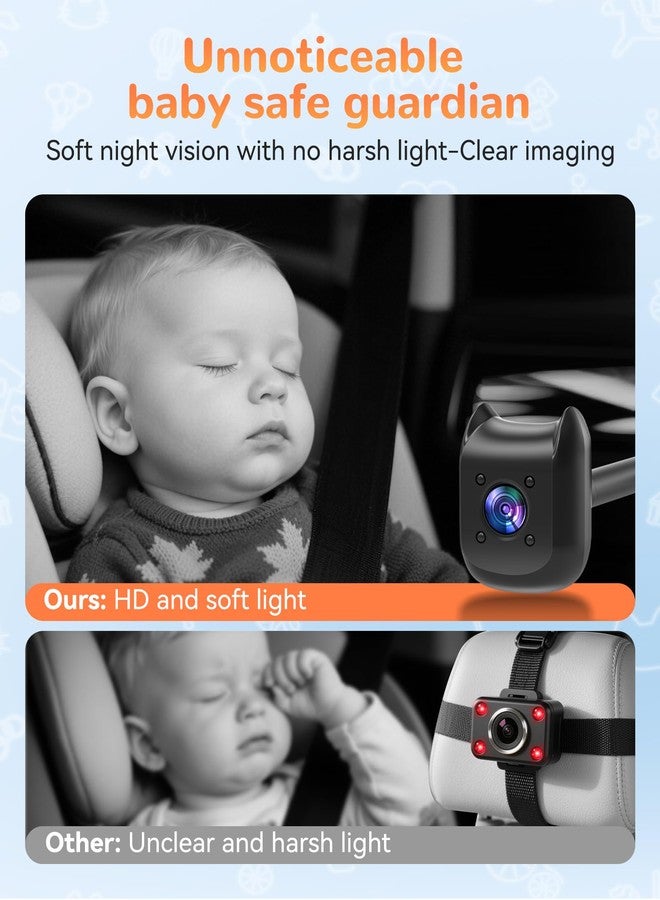 KOUENOM Dual Car Camera Baby Monitor with 6.9" Split Screen-1080P HD Carseat Camera for 2 kids with 360° Full Rotation-Night Vision, Auto-detail Enhancement, 2 Power Ways, Easy Install, for Twins & Siblings - Image 3
