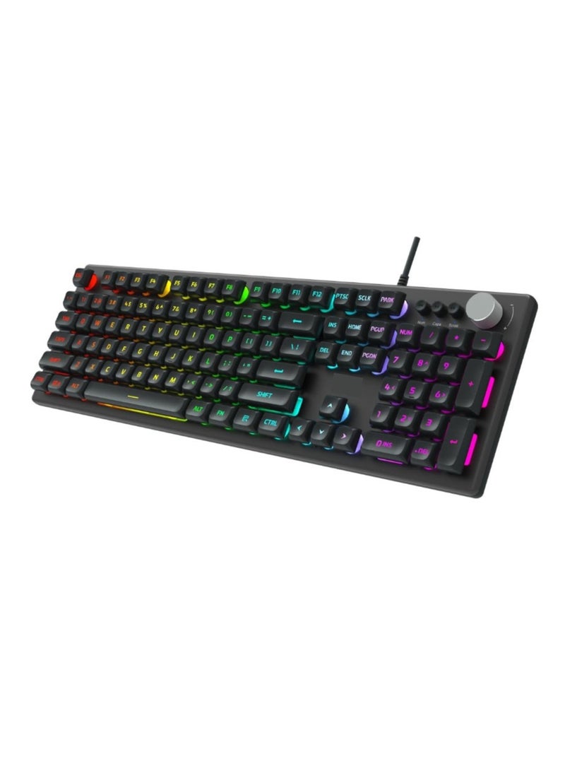 AULA F2028 Wired Gaming Keyboard 104 Keys RGB Backlit with Multi-Functional Knob Membrane Keyboard for Home Office - Image 1