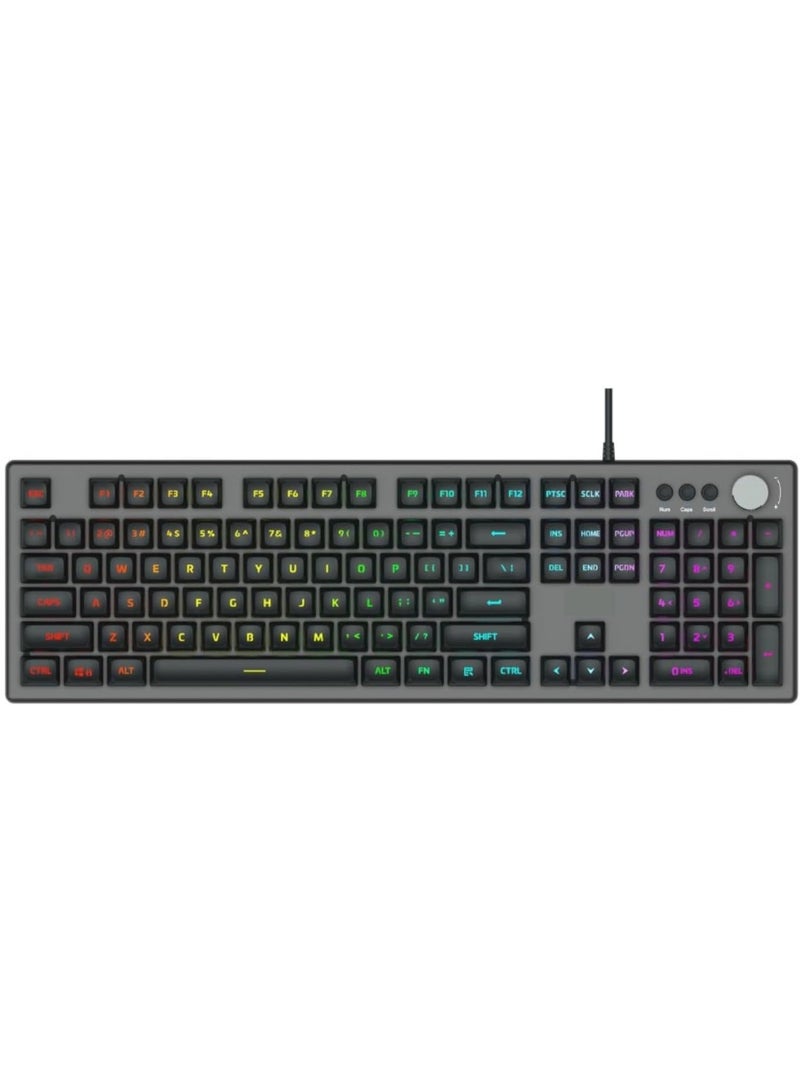 AULA F2028 Wired Gaming Keyboard 104 Keys RGB Backlit with Multi-Functional Knob Membrane Keyboard for Home Office - Image 3