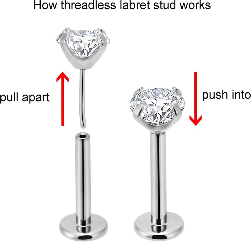 NewkeepsR 20g/18g/16g G23 Titanium Press Fit Threadless Push Pop in Labret Lip Monroe Tragus Earring Stud Piercing - Image 3