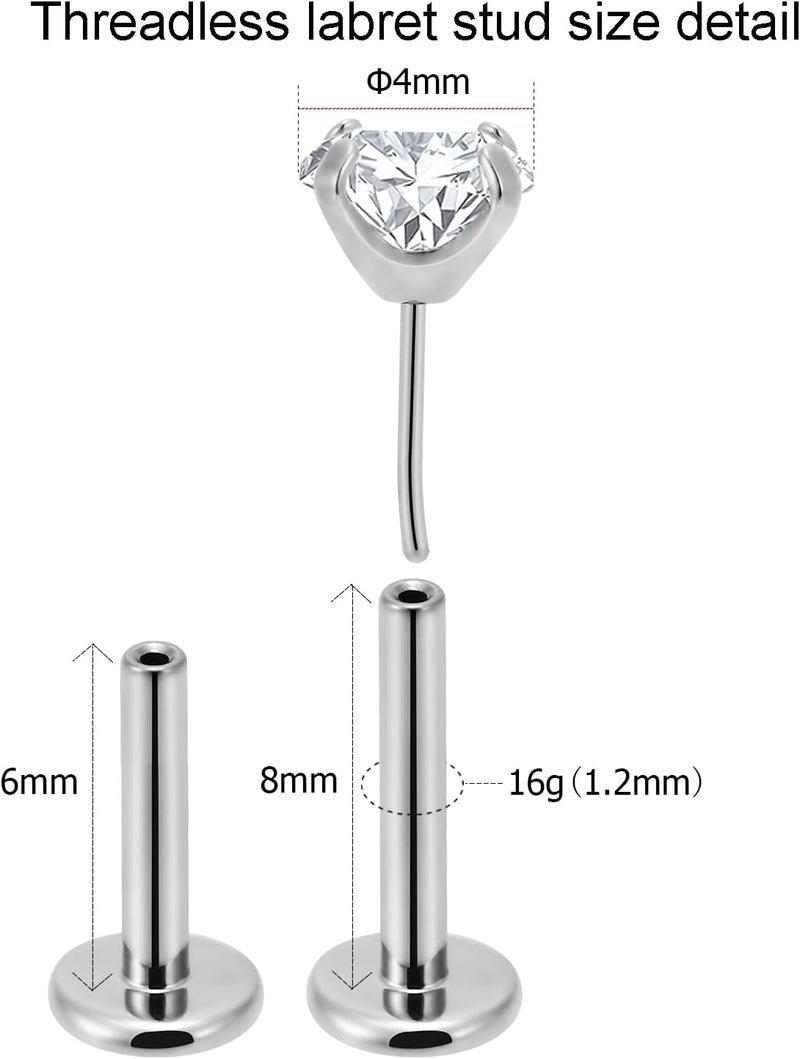 NewkeepsR 20g/18g/16g G23 Titanium Press Fit Threadless Push Pop in Labret Lip Monroe Tragus Earring Stud Piercing - Image 2