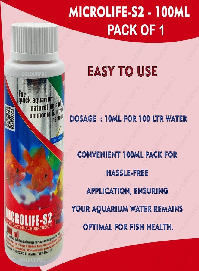 colourful Aquatic Remedies Micro Life S2 | for Quick Aquarium Maturation and Ammonia & Nitrite Removal | Water Conditioner | Suitable for Fresh Water & Salt Water, (Micro Life S2-100ml), Pack of 1 - Image 5