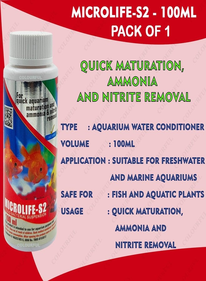 colourful Aquatic Remedies Micro Life S2 | for Quick Aquarium Maturation and Ammonia & Nitrite Removal | Water Conditioner | Suitable for Fresh Water & Salt Water, (Micro Life S2-100ml), Pack of 1 - Image 3