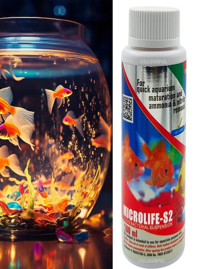 colourful Aquatic Remedies Micro Life S2 | for Quick Aquarium Maturation and Ammonia & Nitrite Removal | Water Conditioner | Suitable for Fresh Water & Salt Water, (Micro Life S2-100ml), Pack of 1 - Image 1