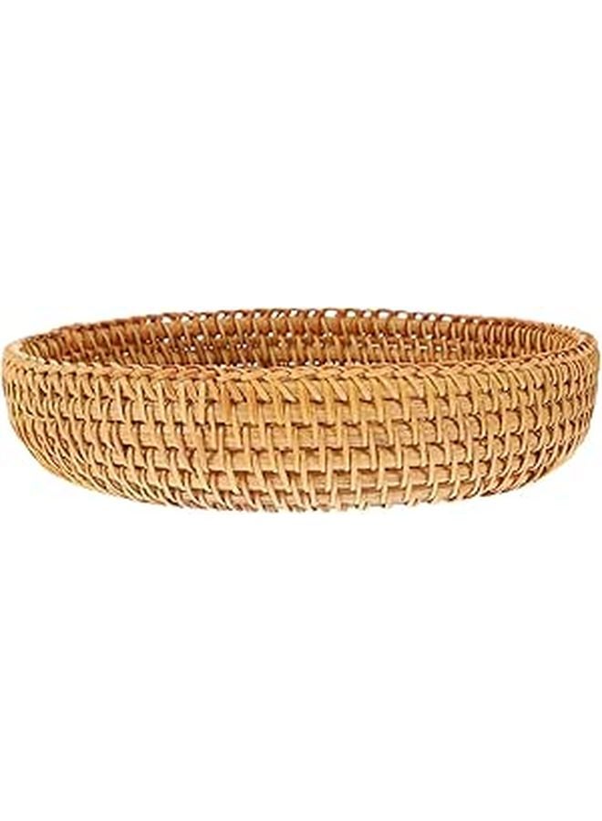 Large Capacity Rattan Storage Basket Portable Woven Fruit Bread Tray Kitchen Desktop Organizer - Image 1