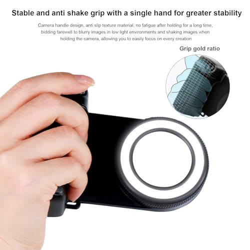 Keledz Magnetic Phone Camera Grip with Selfie Fill Light, Smartphone Shooting Holder Selfie Handle Snap with Shutter Button Remote for iPhone 16 15 14 13 12 Pro Max Android Cellphone Vlog Video Photography - Image 5