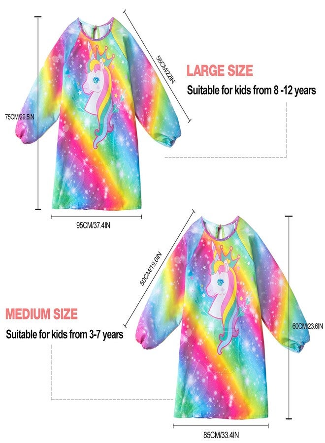 PASHOP Kids Art Smocks Unicorn Waterproof Painting Apron Smock for Girls Boys Long Sleeve Knee Length Artist Smock with Pocket for 3-12 Years (Unicorn A, 3-7 Years) - Image 5