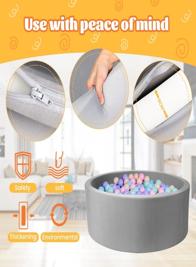 FUBOTRAD Baby Ball Pit for Balls 35.4" x 11.8" Round Foam Ball Pits for Kids Toddlers Soft Play Equipment - Balls NOT Included (Light Gray) - Image 5