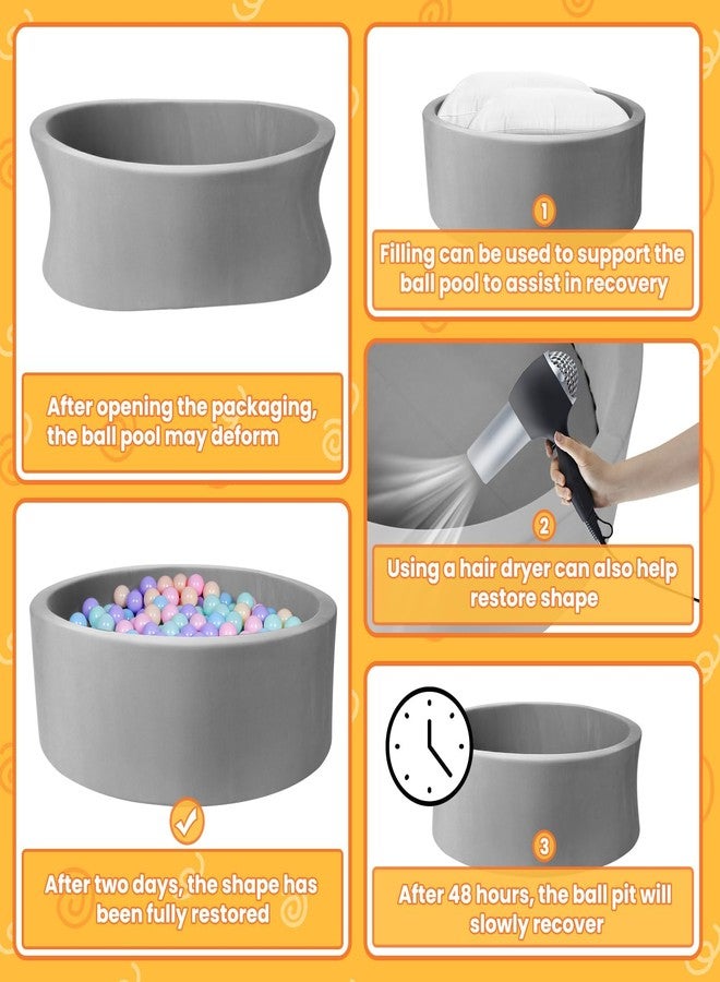 FUBOTRAD Baby Ball Pit for Balls 35.4" x 11.8" Round Foam Ball Pits for Kids Toddlers Soft Play Equipment - Balls NOT Included (Light Gray) - Image 4