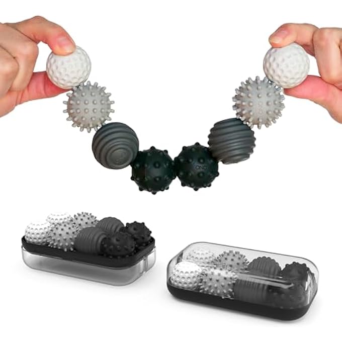 ONO Signets Silicone Magnetic Balls with Textured Dimples, Bumps, and Waves | Fun to Play with Fidget Toy for Adults | Help Relieve Stress, Anxiety, Tension | Promotes Focus, Clarity (Greyscale) - Image 1