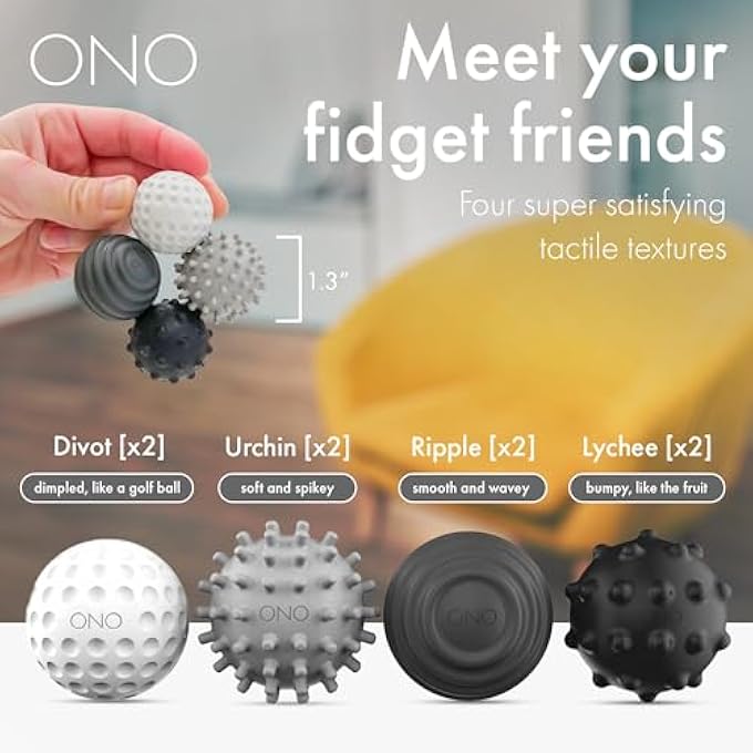 ONO Signets Silicone Magnetic Balls with Textured Dimples, Bumps, and Waves | Fun to Play with Fidget Toy for Adults | Help Relieve Stress, Anxiety, Tension | Promotes Focus, Clarity (Greyscale) - Image 3