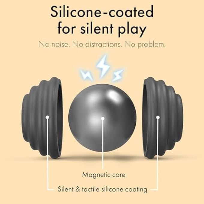 ONO Signets Silicone Magnetic Balls with Textured Dimples, Bumps, and Waves | Fun to Play with Fidget Toy for Adults | Help Relieve Stress, Anxiety, Tension | Promotes Focus, Clarity (Greyscale) - Image 5