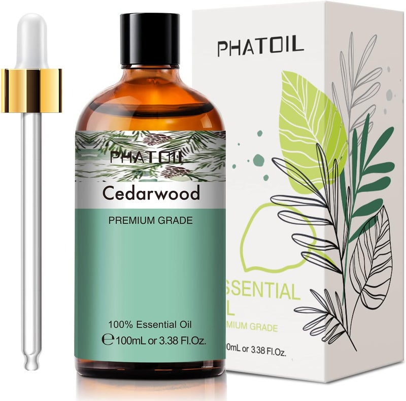 PHATOIL Cedarwood Essential Oil, 3.38Fl.Oz PHATOIL Pure Essential Oil Singles for Aromatherapy Diffusers, Humidifiers, Great for DIY Candle and Soap Making, Gift for Friend