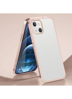 Generic Case Cover For iPhone 13 SULADA Luxury 3D Carbon Fiber Textured Metal + TPU Frame Phone Case Rose Gold 