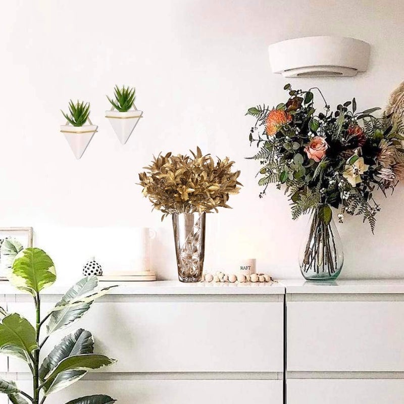 LOVENIMEN Artificial Golden Leaves Plants for Christmas Decoration, Fake Plant Bush Grass Fern Bushes Faux Shrubs Greenery Indoor Outside Planter Vase Filler Festival Home Garden Decor - Gold 4 Pack - Image 3