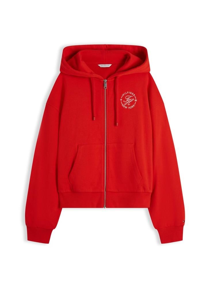 TOMMY HILFIGER Logo Embroidery Zip-Thru Hoody - Image 5