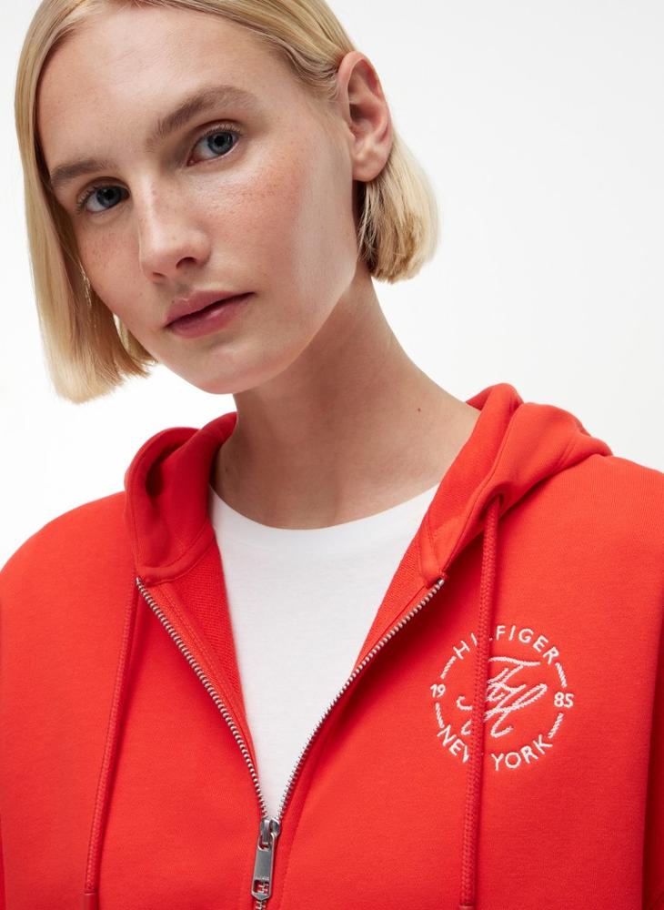 TOMMY HILFIGER Logo Embroidery Zip-Thru Hoody - Image 3