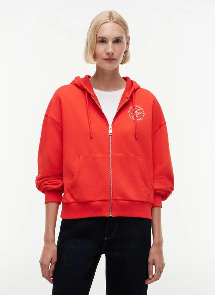 Tommy Hilfiger Logo Embroidery Zip-Thru Hoody