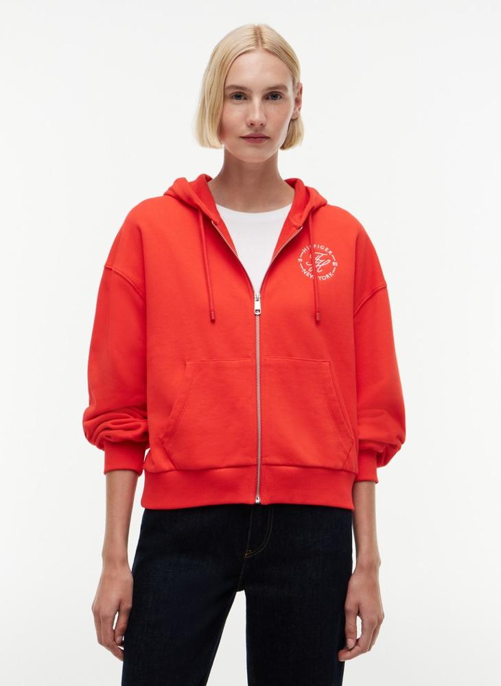 TOMMY HILFIGER Logo Embroidery Zip-Thru Hoody - Image 1