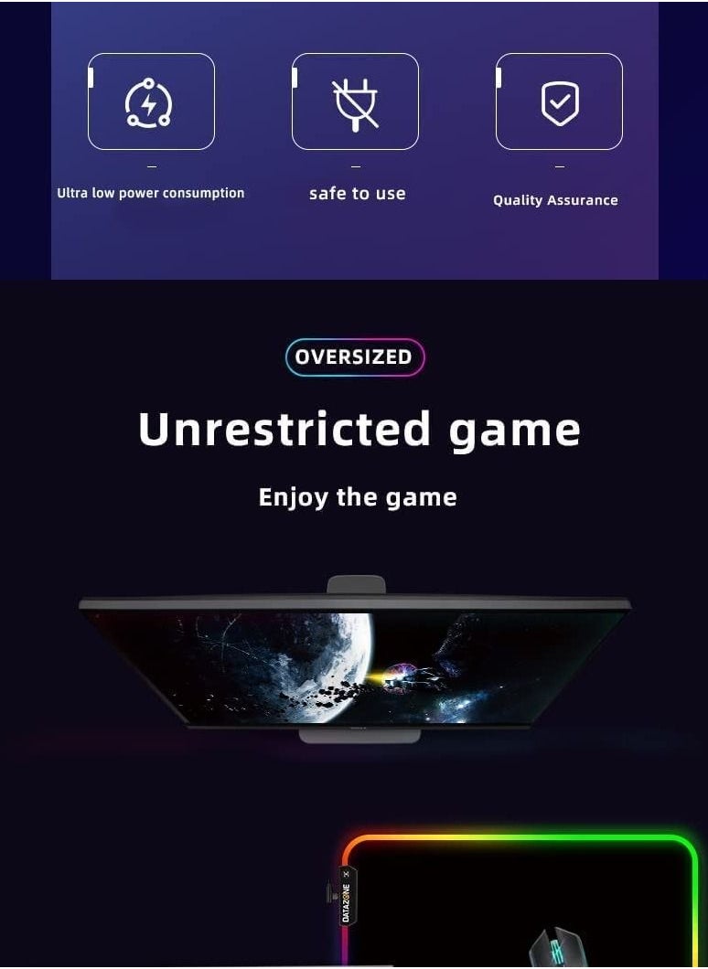350x250x4 Gaming RGB Mouse Pad, Smooth Keyboard and Mouse Pad for Computers