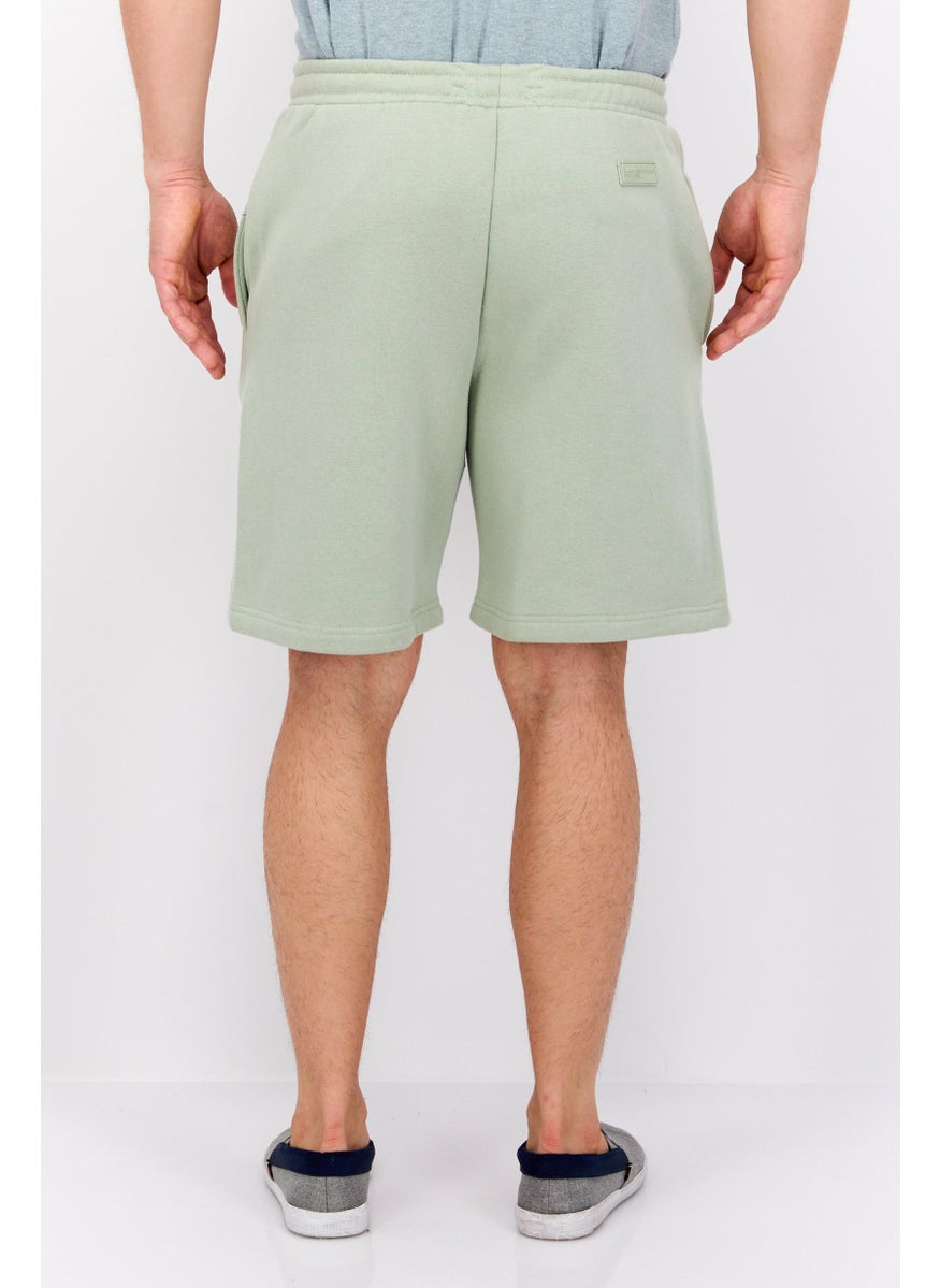 Blank Essentials - Men Brand Logo Basic Shorts, Sage Green - Image 1