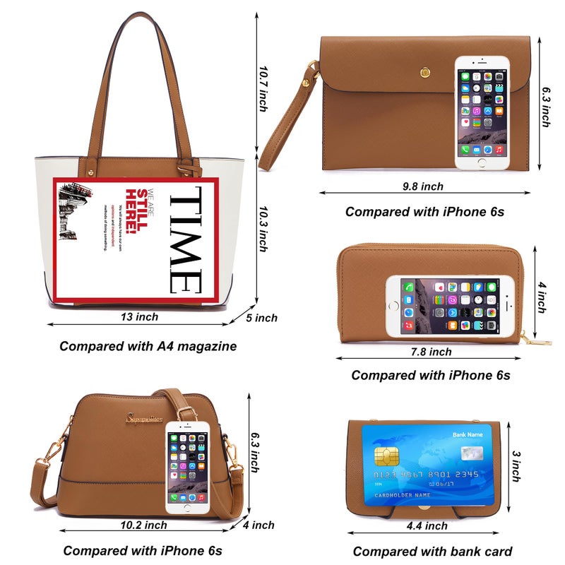 Soperwillton Handbags and Purses for Women Shoulder Tote Bags Top Handle Satchel Purse Set 5pcs - Image 4