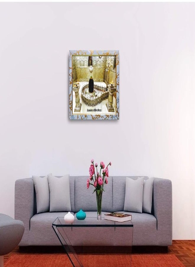 CRAFT QUEST Abstract shankar shivling Ujjain's Shri Mahakaleshwar Temple shankar with Wooden Synthetic Frame Painting (10 X 13 Inch, Multi Color, Synthetic) (White) - Image 3