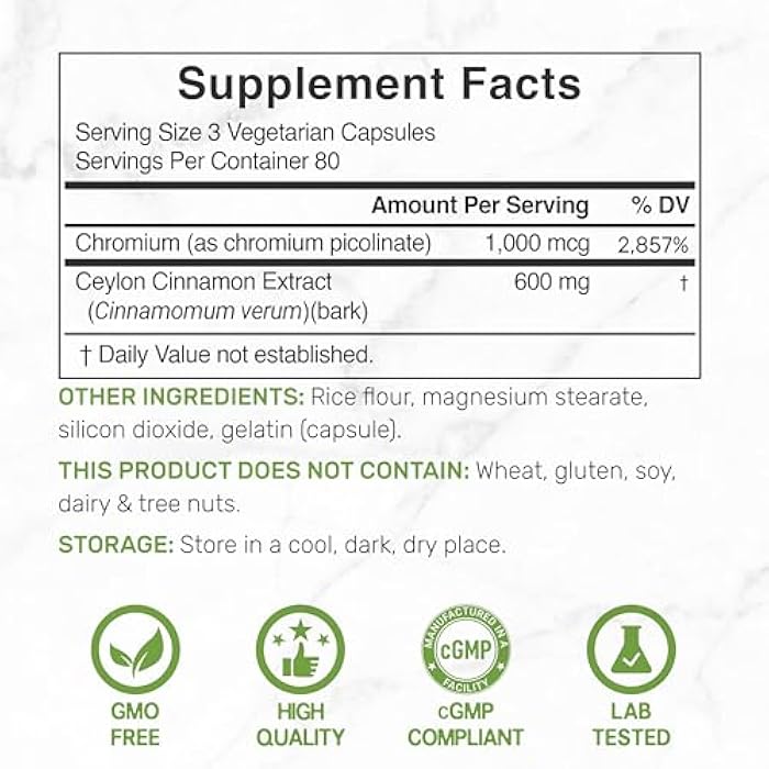 DEAL SUPPLEMENT Ceylon Cinnamon with Chromium 1000mcg, 240 Capsules | Active Inner Bark Extract, True Sri Lanka Source | Natural Cinnamon Supplements - Image 4