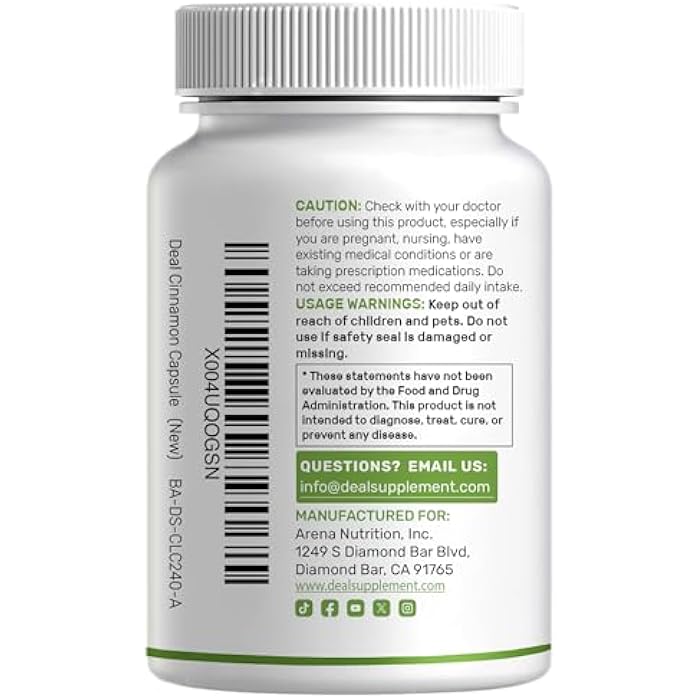 DEAL SUPPLEMENT Ceylon Cinnamon with Chromium 1000mcg, 240 Capsules | Active Inner Bark Extract, True Sri Lanka Source | Natural Cinnamon Supplements - Image 2