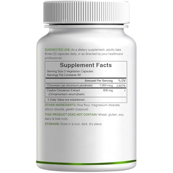 DEAL SUPPLEMENT Ceylon Cinnamon with Chromium 1000mcg, 240 Capsules | Active Inner Bark Extract, True Sri Lanka Source | Natural Cinnamon Supplements - Image 3
