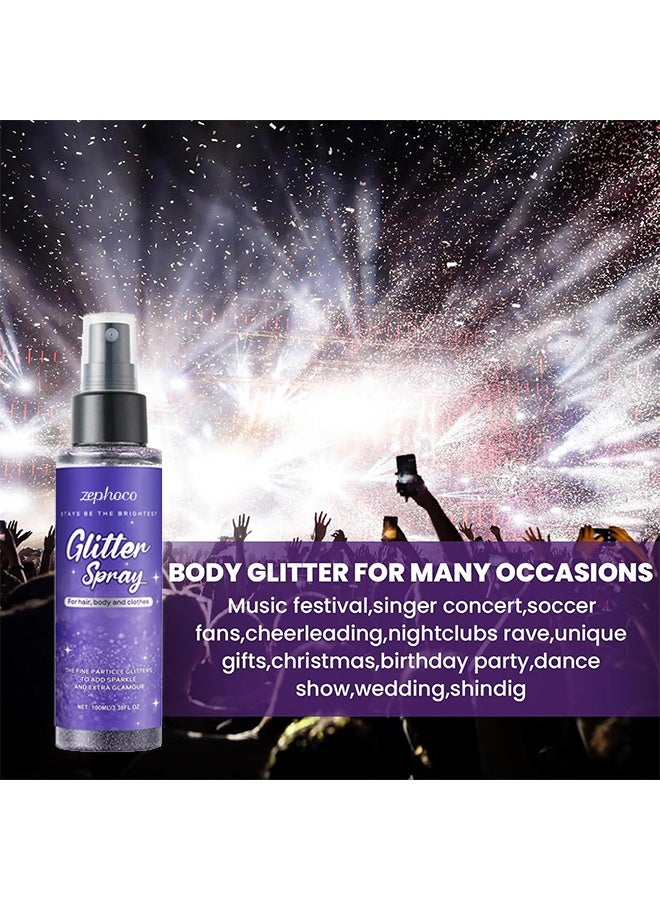 zephoco Glitter Spray，Glitter Hairspray，Purple Body Glitter Spray,Quick-Drying and Waterproof Glitter Hairspray,Nozzles are not Easily clogged，Long-Lasting Body Shiny Spray for Stage Makeup, 100ml - Image 5